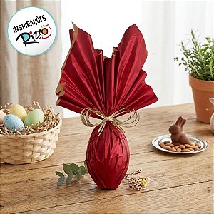 Folha para Ovos de Páscoa Double Face Acetinado Cereja Ouro 69x89cm - 05 unidades - Cromus Páscoa - Rizzo Embalagens