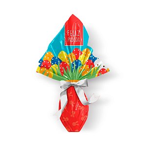Saco Express 24x24cm para Ovos de 100g a 150g - Pic Esconde Vermelho - 05 unidades - Cromus Páscoa - Rizzo Embalagens