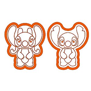 Kit Cortador Carimbo Casal Lilo  - 6,5x5,5cm - Ref. 1046 - 2 unidades - RR Cortadores - Rizzo