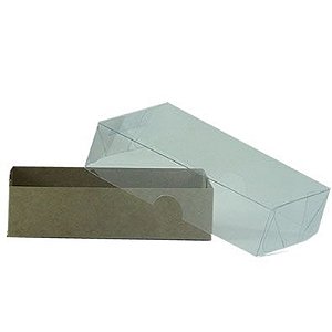 Caixa Base de Papel Tampa de Acetato CH-08 (17x8x4,5cm) Kraft - 20 unidades - CAC - Rizzo Embalagens