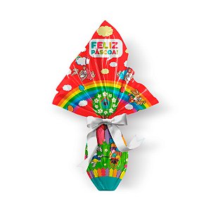 Saco Express 24x24cm para Ovos de 100g a 150g - Bom Dia Vermelho - 05 unidades - Cromus Páscoa - Rizzo Embalagens