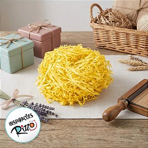 Palha de Seda Decorativa Amarelo - 01 pacote 50g - Cromus Páscoa - Rizzo Embalagens