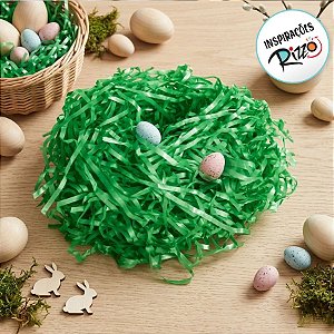 Palha de Seda Decorativa Verde Bandeira - 01 pacote 50g - Cromus Páscoa - Rizzo Embalagens