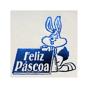 Etiqueta De Páscoa Azul - Coelho Apoiado em Placa - 3,5cm - 100 unidades - Rizzo