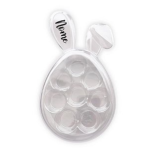 Caixa Acrílica Coelho com Berço Personalizado com Nome - Transparente - 23,5x13cm - 1 unidade - Rizzo