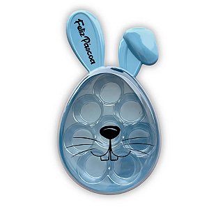 Caixa Acrílica Coelho com Berço Feliz Páscoa - Azul Bebê - 23,5x13cm - 1 unidade - Rizzo
