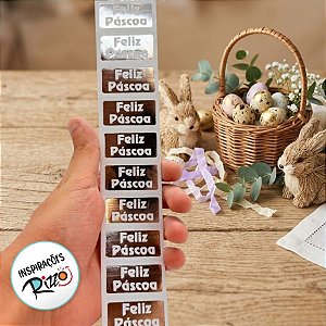 Etiqueta De Feliz Páscoa Prata - 2,5cm - 100 unidades - Rizzo