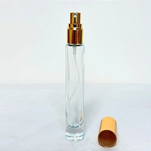 Frasco de Vidro Redondo com Tampa Spray Ouro - 10ml - 1 unidade - Rizzo