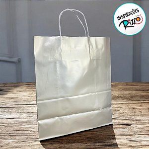 Sacola de Papel G 32x26,5x13cm - Pérola Fosca - 10 unidades - Cromus - Rizzo