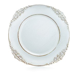 Sousplats Liso Provençal Branco Decoração de Páscoa 33cm - Cromus Páscoa - Rizzo Embalagens