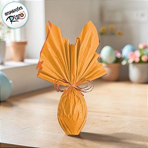 Folha para Ovos de Páscoa Double Face Acetinado Laranja 69x89cm - 05 unidades - Cromus Páscoa - Rizzo Embalagens