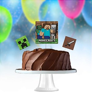 Topo de Bolo - Minecraft - 14x4cm a 18x8,5cm - 1 unidade - FestColor - Rizzo