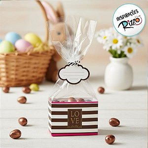 Kit Fundo Retangular Refúgio 8,5x4,5x5cm - 10 unidades - Cromus Páscoa - Rizzo Embalagens