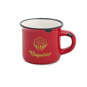 Mini Caneca Cerâmica Brigadeiro Vermelha 70ml - Cromus Páscoa - Rizzo Embalagens