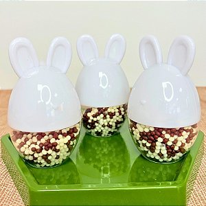 Potinho De Páscoa Com Orelha De Coelho - Branco - 9x5,5cm - 12 unidades - Rizzo
