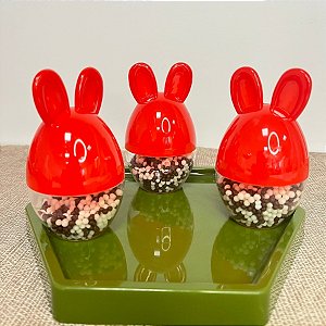 Potinho De Páscoa Com Orelha De Coelho - Vermelho - 9x5,5cm - 12 unidades - Rizzo