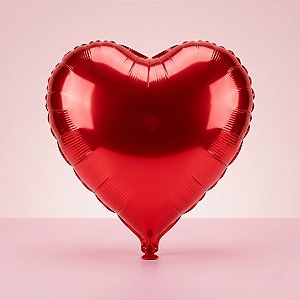 Balão de Festa Metalizado 24"60cm - Coração Vermelho - 1 unidade - Rizzo