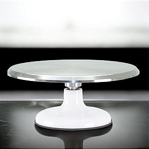 Bailarina Prato Giratório de Inox Premium - Branco - 29cm - 1 unidade - Silver Festas - Rizzo