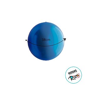 Balão de Festa Metalizado 15'' 38cm - Esphera Azul Redondo - 1 unidade - Cromus - Rizzo