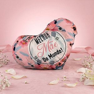 Almofada Coração de Pelúcia - Melhor Mãe Do Mundo - 28x20cm - 1 unidade - Rizzo