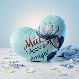Almofada Coração de Pelúcia - Mãe Melhor Amiga - 28x20cm - 1 unidade - Rizzo