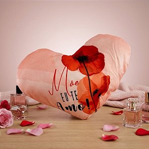 Almofada Coração de Pelúcia - Mãe Eu Te Amo - 28x20cm - 1 unidade - Rizzo