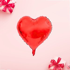 Balão de Festa Metalizado 24"60cm - Coração Vermelho  - 10 unidades - Rizzo