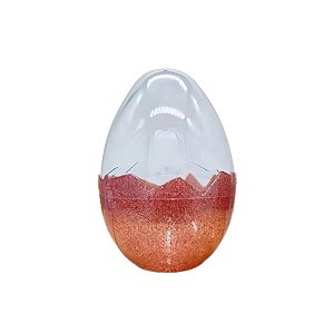 Ovo Transparente Glitter em Acrílico - Rosa - P 8x11cm - 1 unidade - Cromus - Rizzo