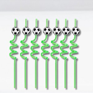 Canudo Espiral Rigido Verde - Bola De Futebol - 27cm - 4 unidades - Rizzo