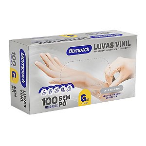 Luva Vinil Bompack Industrial S/PÓ Transparente G - 100 unidades - Bompack - Rizzo