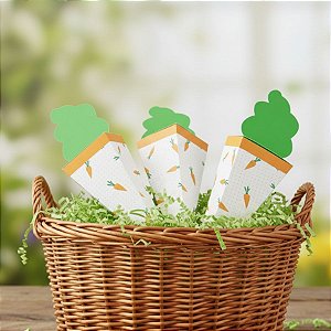 Caixa Cone Cenoura P - 5,5x5,5x22cm - 10 unidades - Cromus Páscoa - Rizzo Embalagens