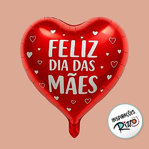 Balão de Festa Microfoil 10'' 30cm - Coração "Feliz Dia Das Mães" - Modelo 3 - 1 unidade - Rizzo
