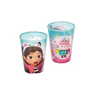 Copo Plástico Casa Mágica Da Gabby - Rosa e Azul - 320ml - 1 unidade - Plasútil - Rizzo