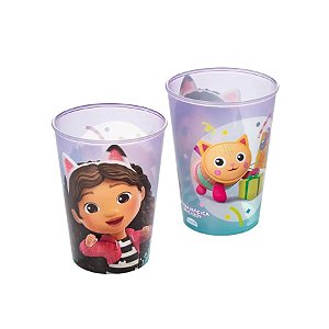 Copo Plástico Casa Mágica Da Gabby - Roxo e Azul - 320ml - 1 unidade - Plasútil - Rizzo