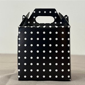 Caixa Sacolinha S0 (7,5x5x5cm) Preta Com Bolinhas Branca - 10 unidades - Rizzo
