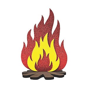 Enfeite De Mesa Fogueira Glitter De Festa Junina - 11,5x17,5cm - 1 unidade - Piffer - Rizzo