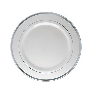 Prato Sobremesa Borda Prata - 6 un - 19 cm - Silver Festas