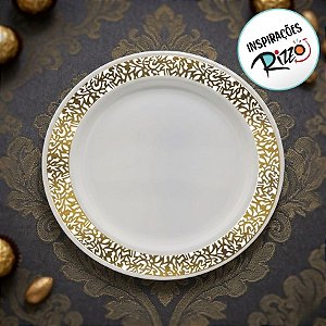 Prato Refeição Vazado Dourado - 6 unidades - Rizzo