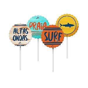 Topper Festa Surf Tropical - 8 unidades - Junco - Rizzo Embalagens