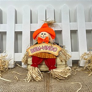 Enfeite Decorativo De Festa Junina Espantalho Bem-Vindo - 23cm - 1 unidade - Rizzo