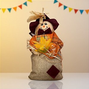 Peso De Porta Espantalho De Festa Junina - Vinho - 24cm - 1 unidade - Rizzo