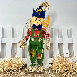 Enfeite Decorativo De Festa Junina Espantalho em Pé Segurando Girassol - 41,5cm - 1 unidade - Rizzo