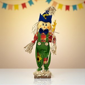 Enfeite Decorativo De Festa Junina Espantalho em Pé Segurando Girassol - 41,5cm - 1 unidade - Rizzo