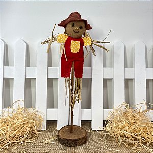 Enfeite Decorativo De Festa Junina Espantalho Cangaço Com Base Rustica - Marrom -36cm - 1 unidade - Rizzo