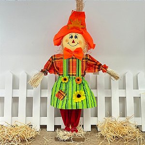 Enfeite Decorativo De Festa Junina Espantalho Com Base - Laranja - 60cm - 1 unidade - Rizzo