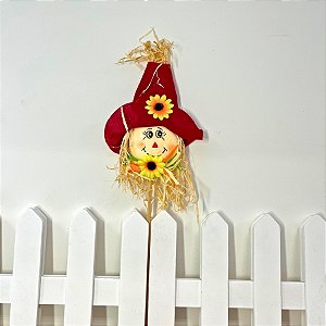 Espeto para Jardim Cabeça De Espantalho de Festa Junina - 42,5cm - 1 unidade - Rizzo