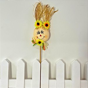 Espeto para Jardim Cabeça De Espantalha de Festa Junina - 42,5cm - 1 unidade - Rizzo