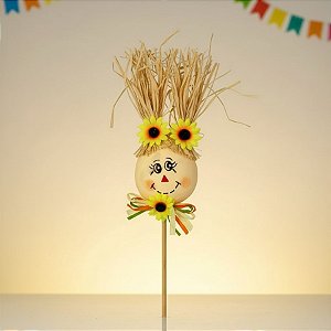 Espeto para Jardim Cabeça De Espantalha de Festa Junina - 42,5cm - 1 unidade - Rizzo