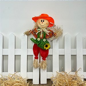 Espeto para Jardim Espantalho de Festa Junina - Laranja - 51x24cm - 1 unidade - Rizzo