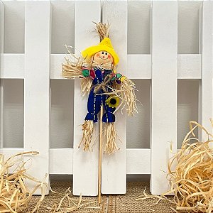 Espeto para Jardim Espantalho Pequeno de Festa Junina - Amarelo - 18x6cm - 1 unidade - Rizzo